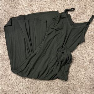 Sleeveless Maxi Dress in Dark Olive Green with pockets